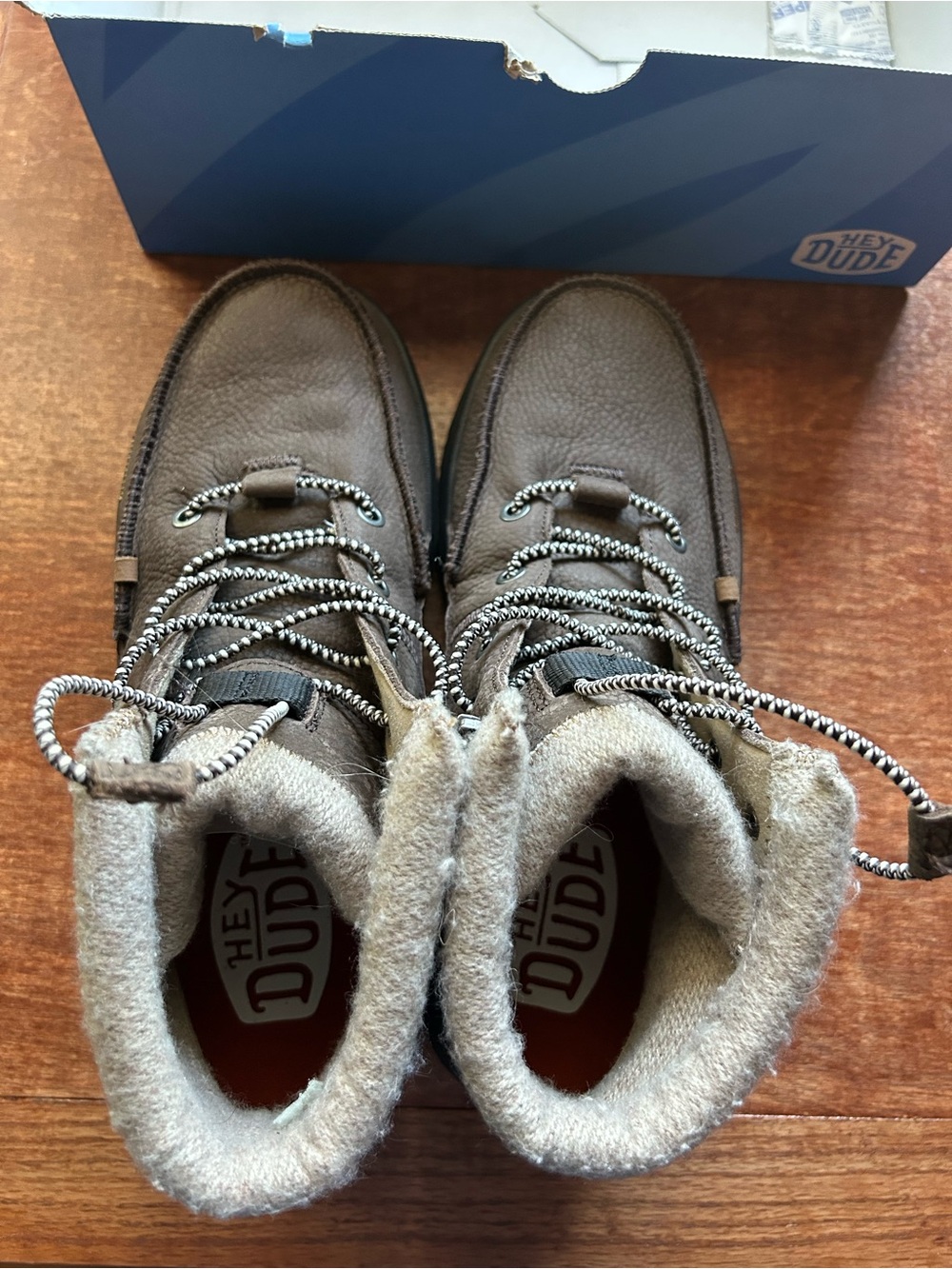 Hey Dude Men’s Tan Brown Lace-Up Faux Shearling Boots